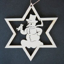 Baumschmuck - Stern dünn mit Schneemann