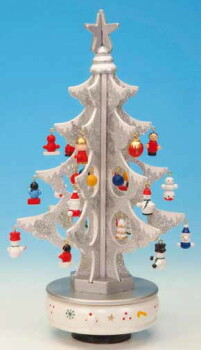 Spieluhrenwelt - Weihnachtsbaum 6er wei&szlig; mit Glitter 52100 AUSLAUF