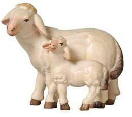 Pema 12cm wasserfarbe - Schaf mit Lamm stehend -279