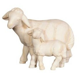 Pema 9cm natur - Schaf mit Lamm stehend -279
