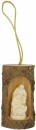 PE - Blockkrippe Hl. Nacht i. Stamm mit Schnur natur 4cm...