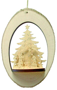 WF - 3D Astscheibe Krippe mit Baum 9x13cm 10281 - OFFEN!
