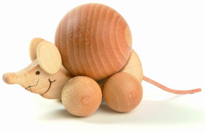 WF - Rolltier Maus mit Buchenkugel 3cm 2108-1- OFFEN!