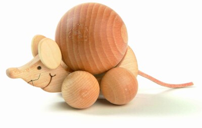 WF - Rolltier Maus mit Buchenkugel 4cm 2109-1
