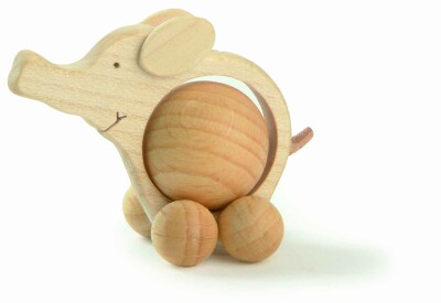 WF - Rolltier Elefant mit Buchenkugel 2cm 2110-1 - Auslaufartikel!