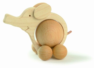 WF - Rolltier Elefant mit Buchenkugel 3cm 2111-1 - Auslaufartikel!