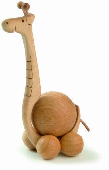 WF - Rolltier Giraffe mit Buchenkugel 4cm 2115-1 - OFFEN!