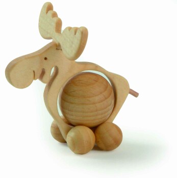 WF - Rolltier Elch mit Buchenkugel 2cm 2101-1 - OFFEN!