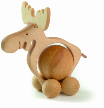 WF - Rolltier Elch mit Buchenkugel 3cm 2102-1 - OFFEN!