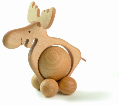 WF - Rolltier Elch mit Buchenkugel 4cm 2103-1 - OFFEN!