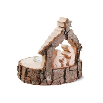 WF - Astholzleuchte mit gesägtem Motiv: Krippe Typ1