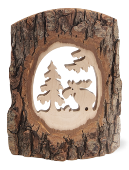 WF - Rindenbild Elch im Wald 14x18cm - Auslaufartikel!