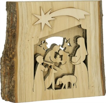 C.H.E. - Krippe 3D in Rinde Hirten 10cm - OFFEN!