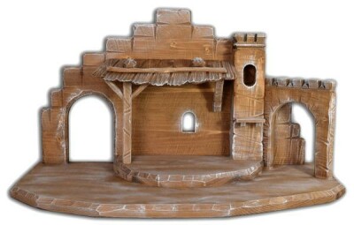 C.H.E. - Krippenstall orientalisch gebeizt 9cm 55x25x28