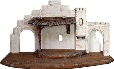 C.H.E. - Krippenstall orientalisch braun-weiß 9cm 55x25x28