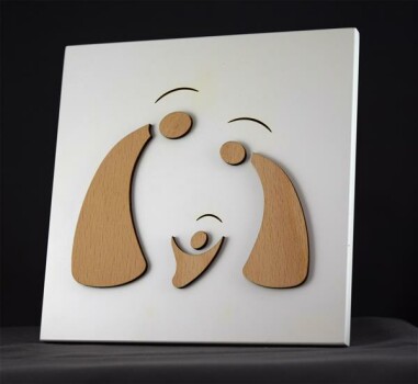 C.H.E. - Hl. Familie 14x14cm Deko auf weiße Tafel - OFFEN!