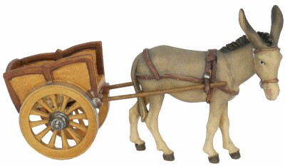 Kostner 12cm color - Esel mit Karren im Set -187