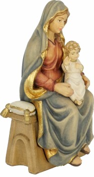 Kostner 9,5cm color - Hl. Maria sitzend  mit Kind und Bank im Set