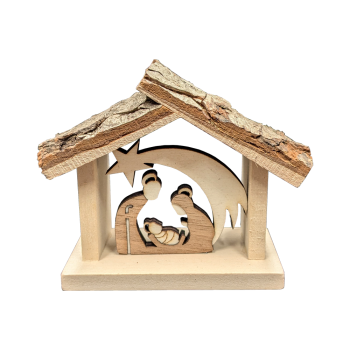 SD - Haus Rinde mit Hl. Familie 10 cm natur