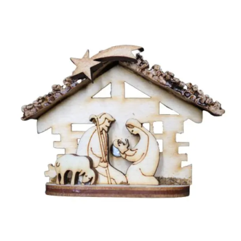 SD - Magnet Stall mit Hl. Familie 5,5cm natur