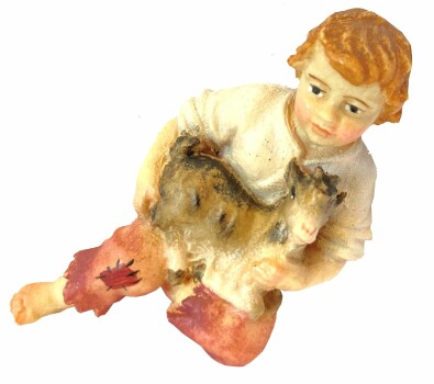 Kostner 12cm color - Bub sitzend mit Ziege