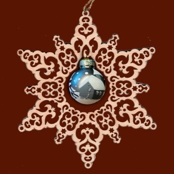 C.H.E. - Box Weihnachtskugel silber im Stern 14cm