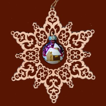 C.H.E. - Box Weihnachtskugel violett im Stern 14cm