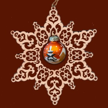 C.H.E. - Box Weihnachtskugel orange im Stern 14cm