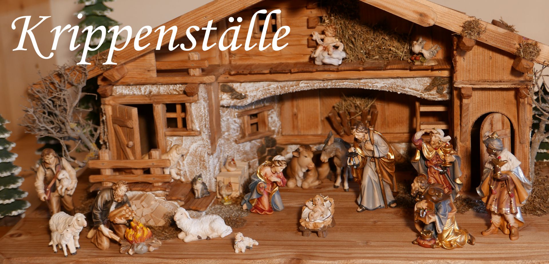 Krippenshop Mit Krippenfiguren Krippenstalle Geschenke Aus Holz